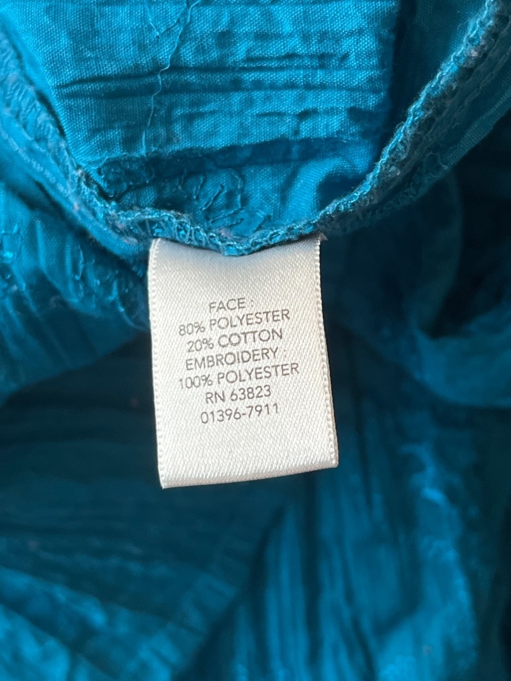 CJ Banks Bright Teal 3/4 Sleeve Shimmer Button Front Blouse 1X - Picture 10 of 11
